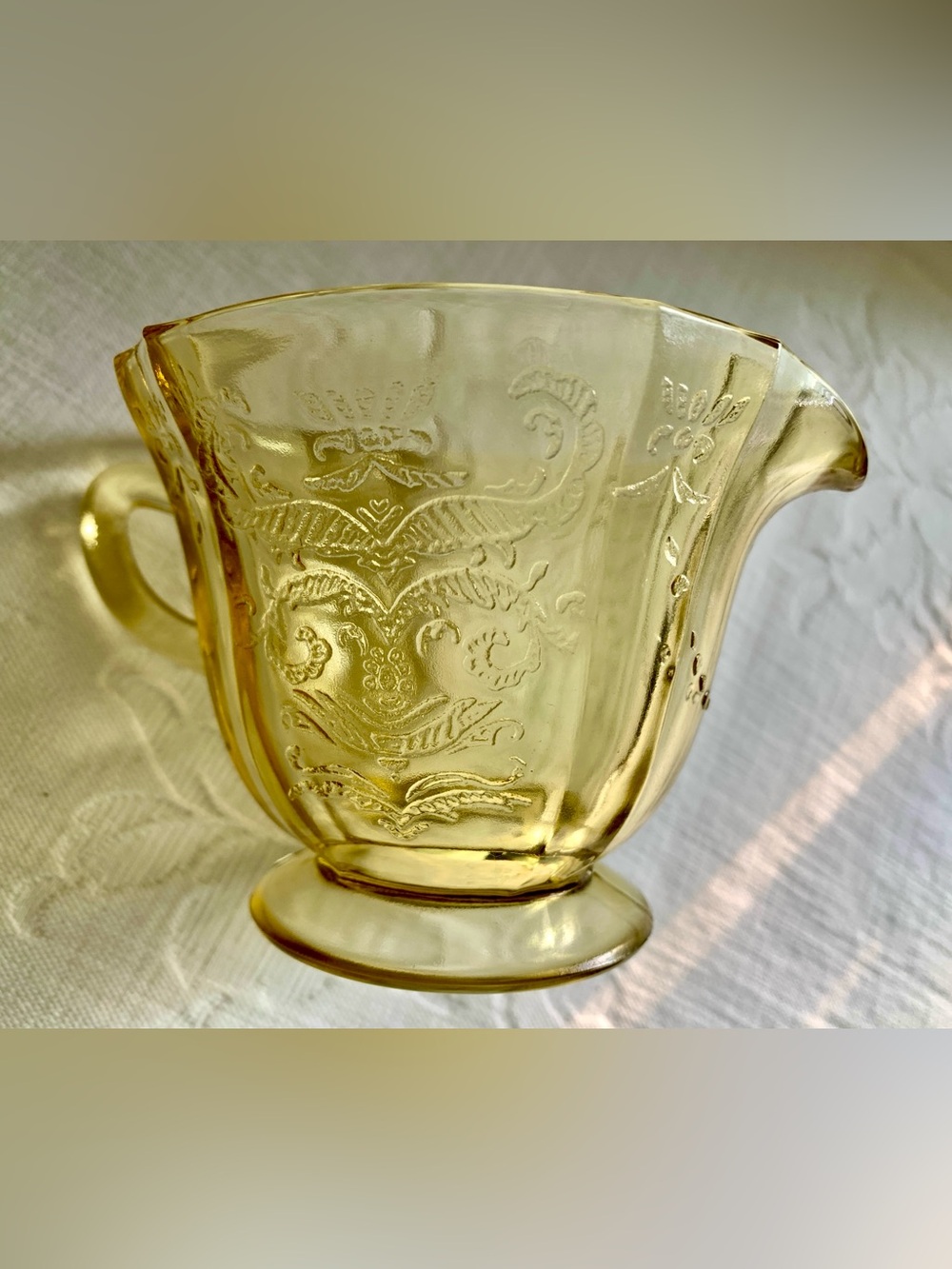 Vintage Depression Glass Sugar & Cream Madrid Pattern